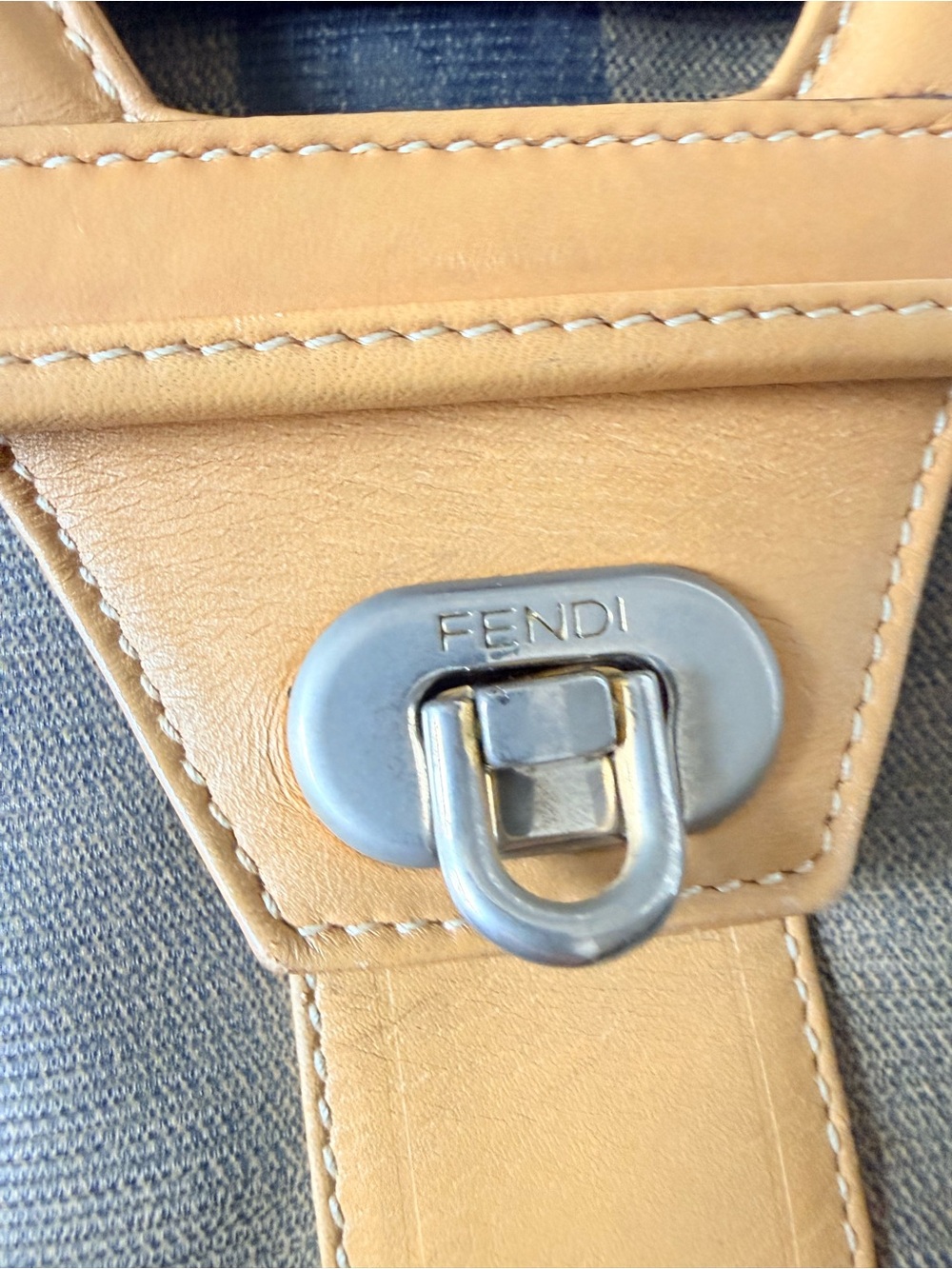 Fendi Pequin Black & Tan Striped Handbag/Crossbody Bag with Leather Trim. - Picture 8 of 17